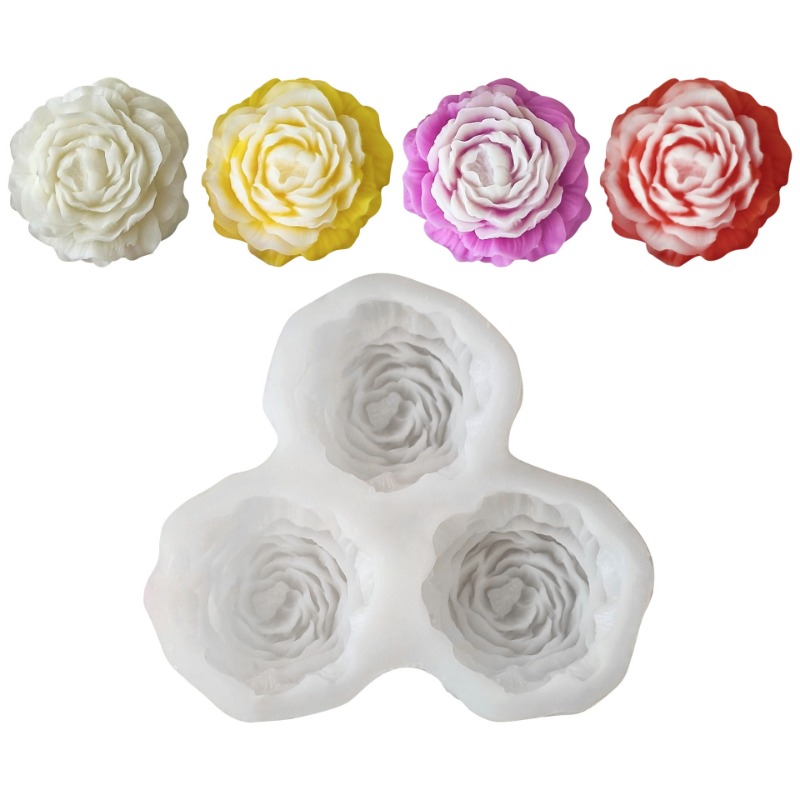 Soap Making Supplies Australia - 3 pçs/set peônia flor vela molde